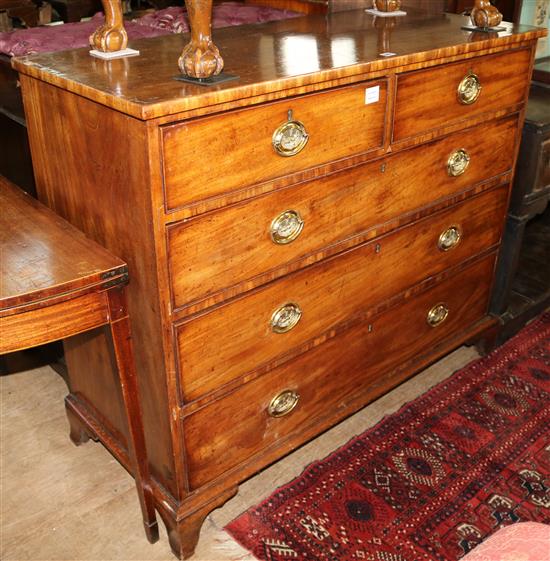 Regency mahogany chest of two short and three long drawers